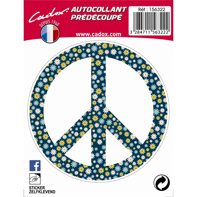 1 Sticker Autocollant Cadox Fleur Peace&Love
