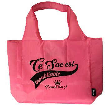 Sac de course pliable Inoubliable ZIGOH rose