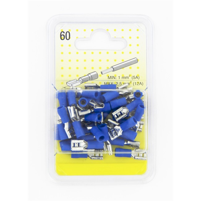 40 Cosses Plates Bleues 6,3 Mm Femelle