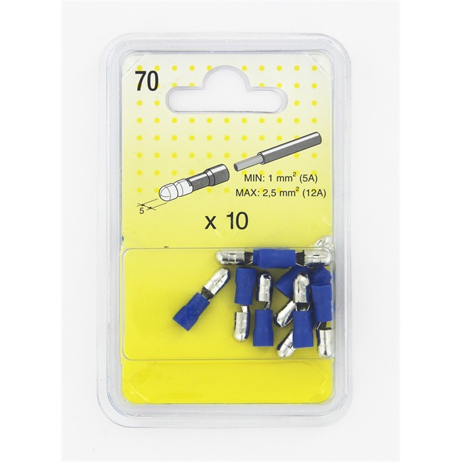 10 Cosses Cylindriques Mâle Bleues 5 A