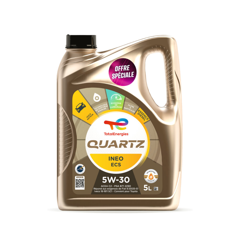 Huile moteur TOTALENERGIES Quartz Ineo ECS 5W30 Essence et Diesel 5 L