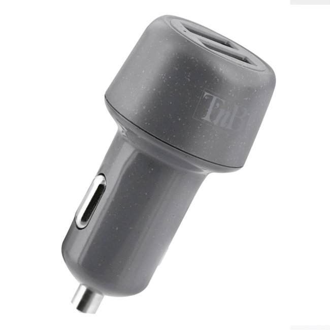 Chargeur Allume-cigare 2 Usb 4,8 A Plastique Écologique Gris Tnb