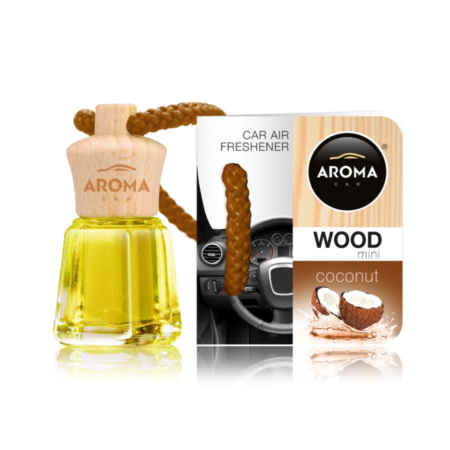 Désodorisant voiture AROMA Wood bottle senteur Noix de coco 4ml