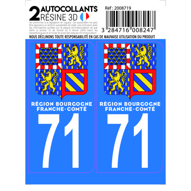 2 Stickers En 3d Cadox Département Franche Comté 71