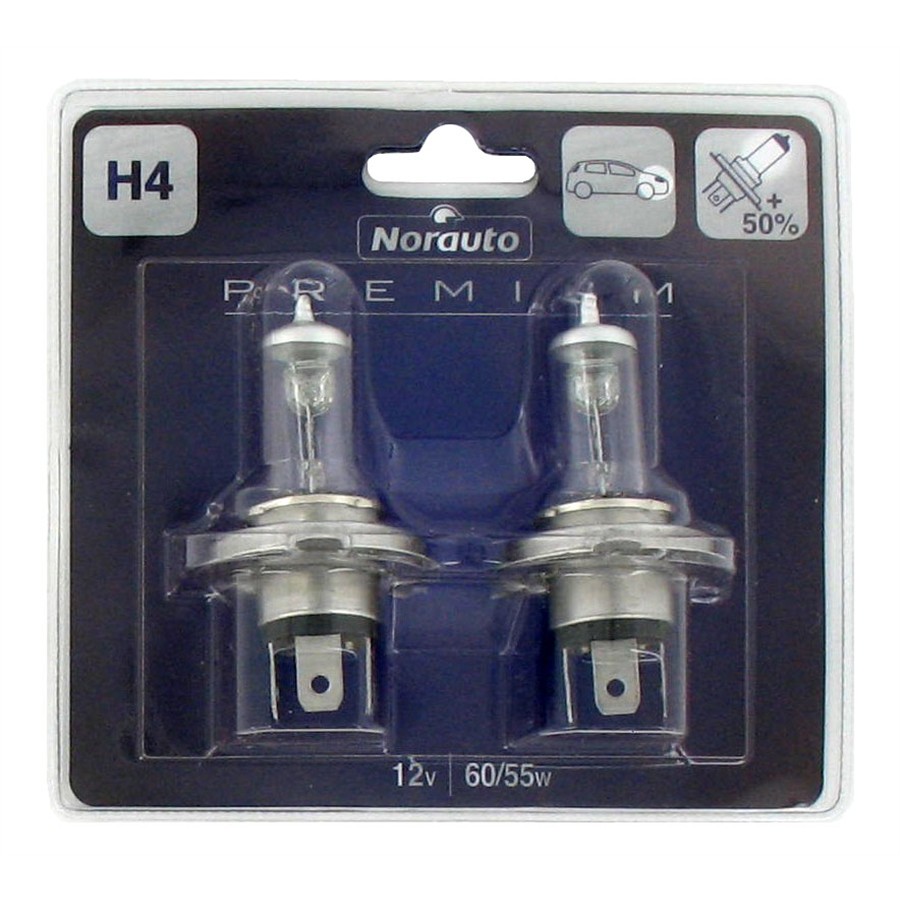 2 Ampoules NORAUTO PREMIUM H4 60/55 W 12 V Norauto.fr