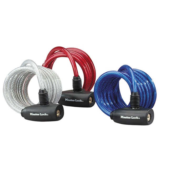 3 Câbles Antivols En Spirale Masterlock 180 Cm Pour Vélo