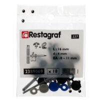 7 Rivets aluminium épanouis 4 X 16 mm avec capuchons blancs, bleus et noirs