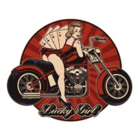 DECOR RESINE 3D PIN UP MOTO LUCKY GIRL