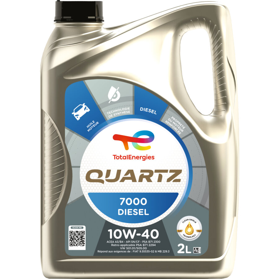 Huile moteur TOTALENERGIES Quartz 7000 10W40 Diesel 2 L
