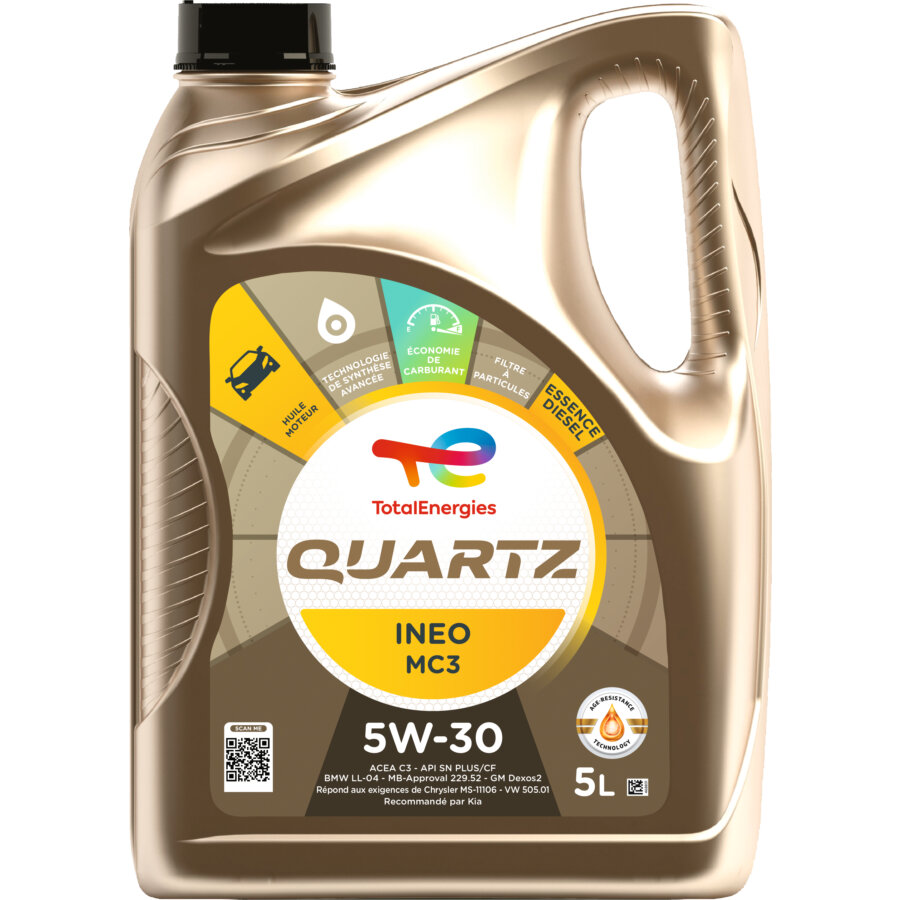 Huile moteur QUARTZ INEO MC3 5W30 TOTALENERGIES Essence et Diesel 5 L