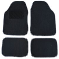4 tapis universel en moquette noir et gris