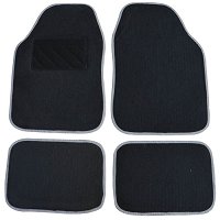 4 tapis universels en moquette noir et gris