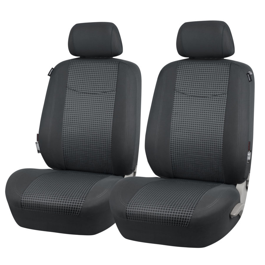 Jeu de 2 housses universelles sièges avant voiture NORAUTO Pluto gris avec certification KBA