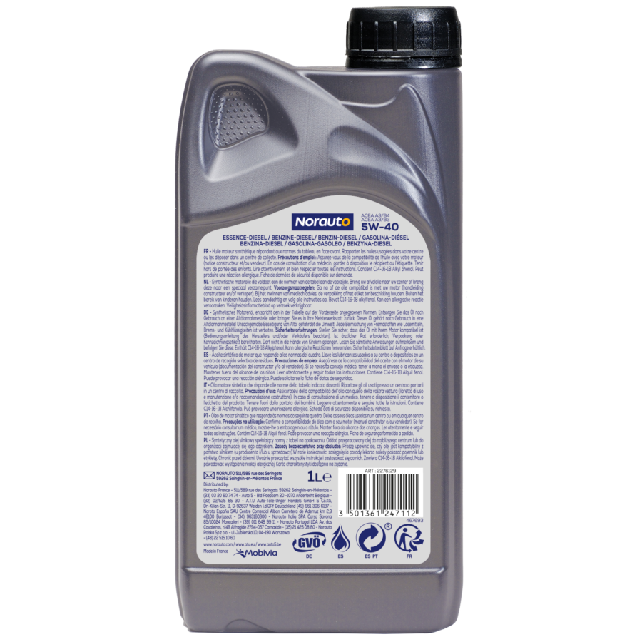 Huile moteur NORAUTO 5W40 1L : Norauto.fr