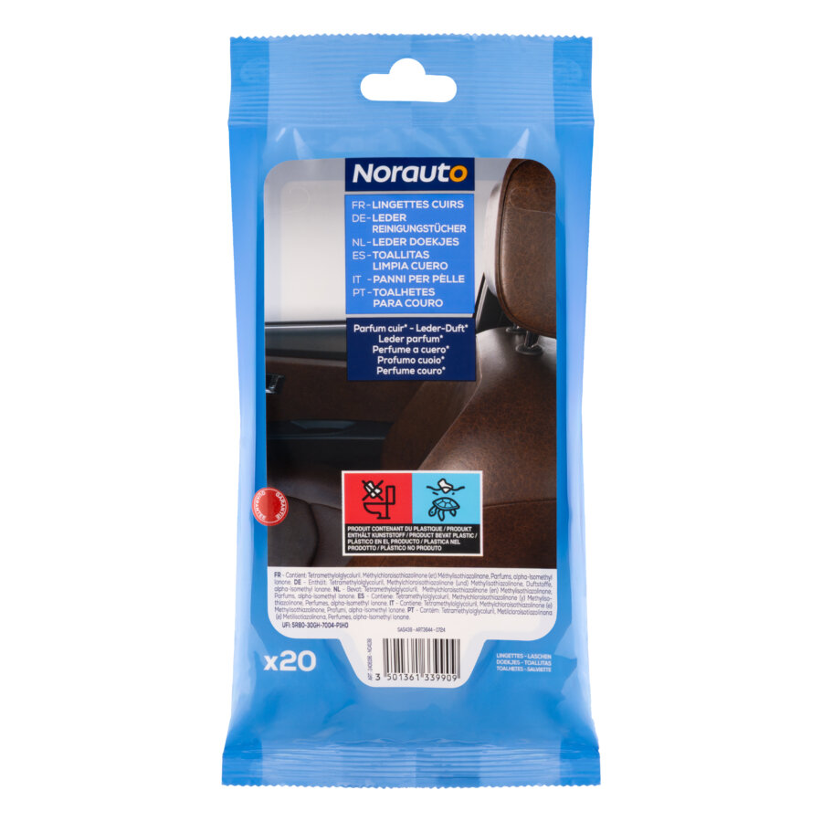 20 lingettes nettoyantes cuirs NORAUTO