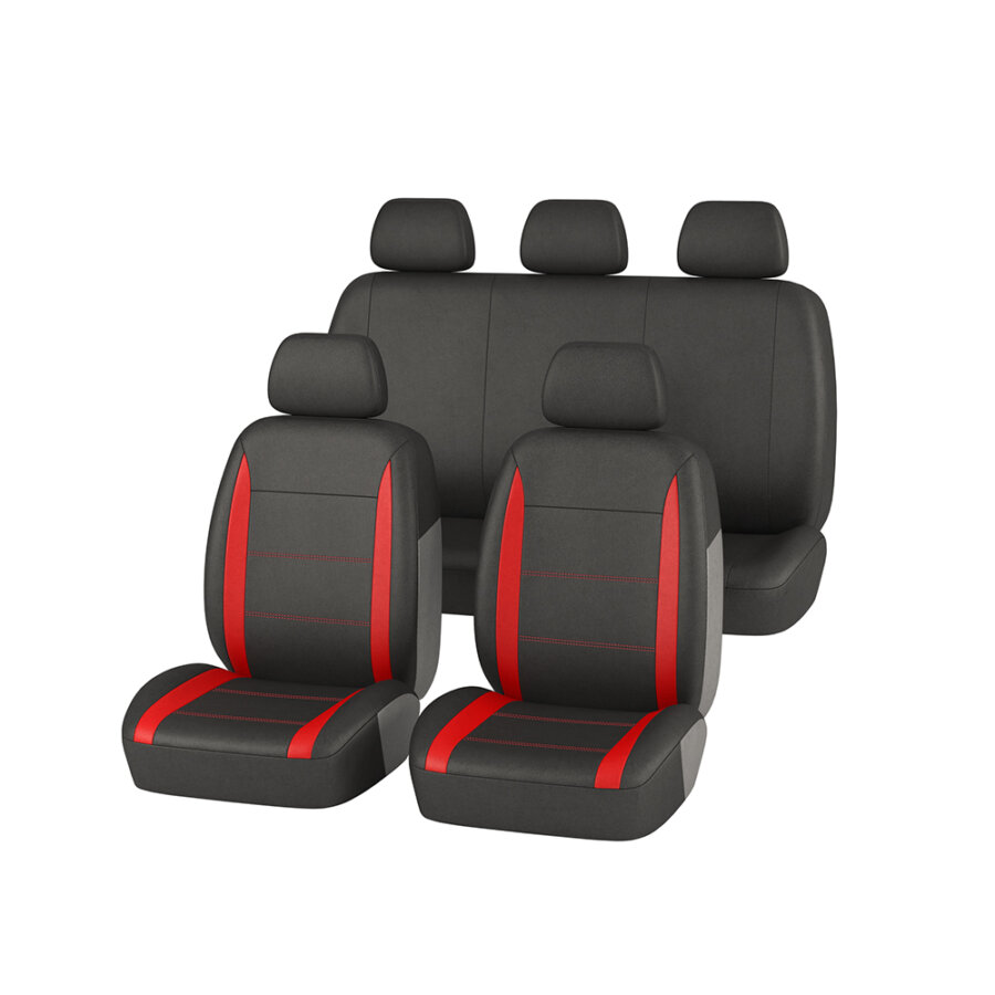 Jeu complet de housses universelles voiture 1ER PRIX rouge et noir