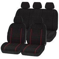 Jeu complet de housses universelles voiture 1ER PRIX noir et rouge