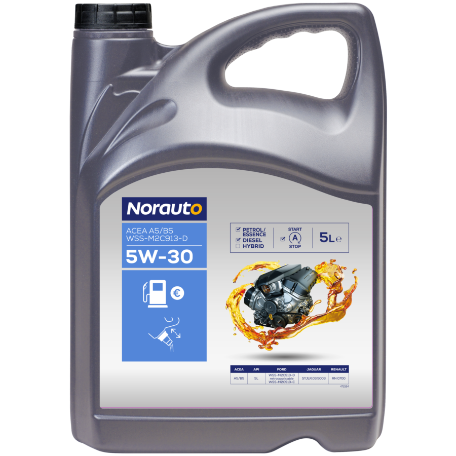 Huile moteur NORAUTO 5W30 A5/B5 WSS-M2C913-D essence et diesel 5L