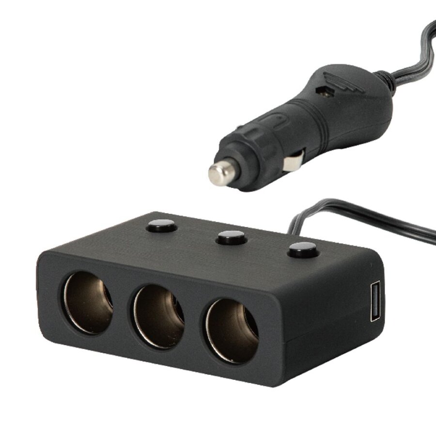 Triple prise allume cigare NORAUTO avec deux ports usb - 12 V/24 V 10 A