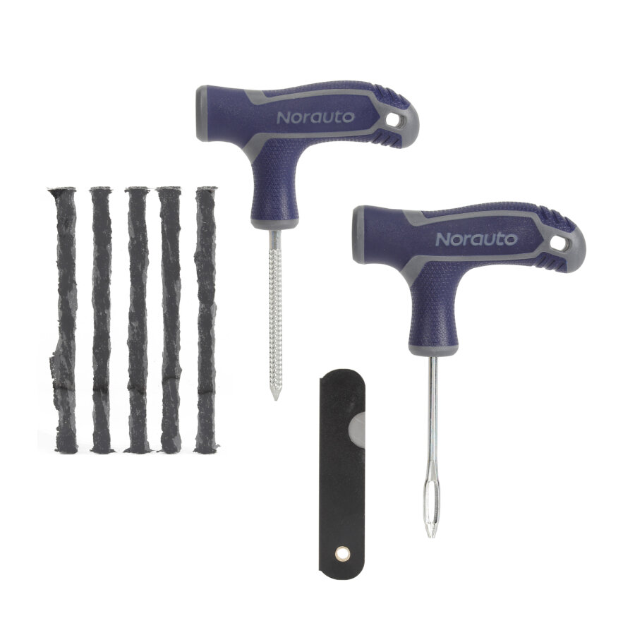Kit de réparation crevaison provisoire par mèche NORAUTO 8 pièces