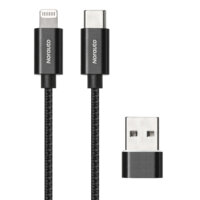 Câble 2 en 1 NORAUTO  USB-A/C Lightning 120 cm noir nylon