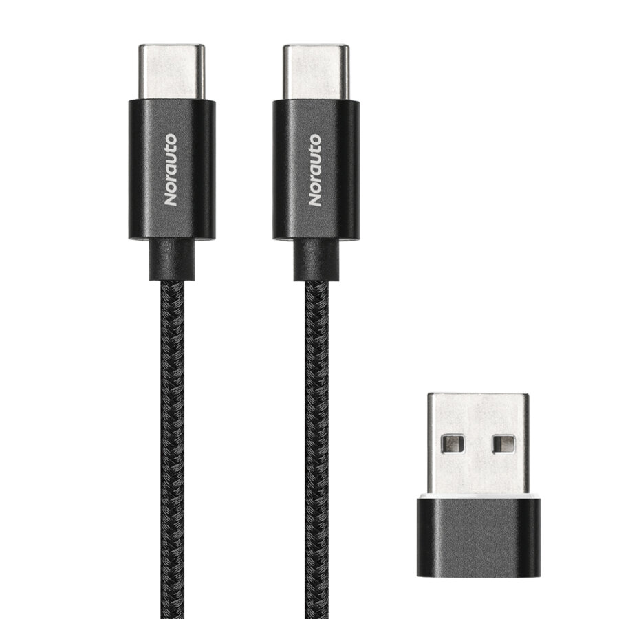 Câble 2 en 1 NORAUTO  USB-A/C Type C 120 cm noir nylon