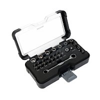 Coffret clé à cliquet carré 1/4" + 10 douilles 12 pans 4-13mm + embouts NORAUTO 29 pièces