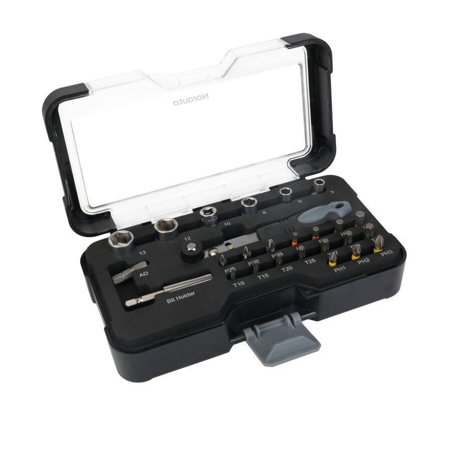 Coffret clé à cliquet carré 1/4" + douilles 6 pans 5-13mm et embouts NORAUTO 26 pièces