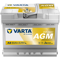 Batterie VARTA A8 Start & Stop Silver AGM 60 Ah - 680A