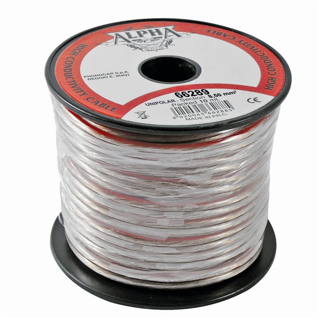 Câble Alpha De Section 8,5 Mm² Pvc Rouge Transparent Phonocar