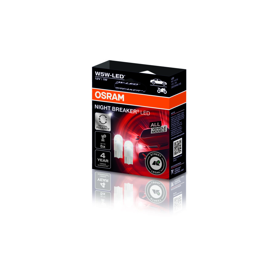 2 ampoules W5W OSRAM Night Breaker Led Homologué