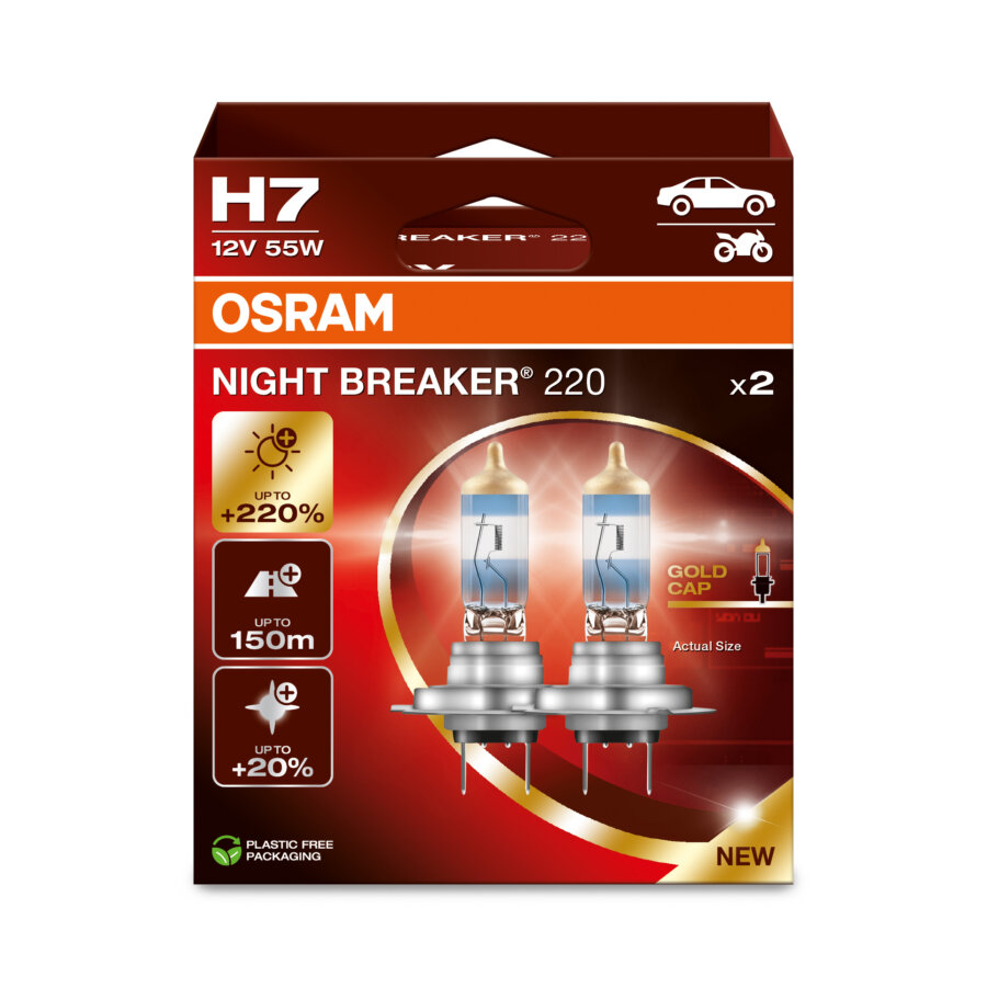2 ampoules H7 OSRAM Night Breaker +220%