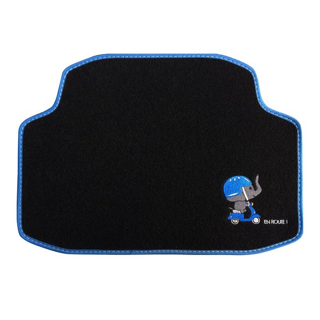 Tapis De Voiture WRC 4 Pièces Blue Race - Moquette Velours Avec Broderies Ganse Noire