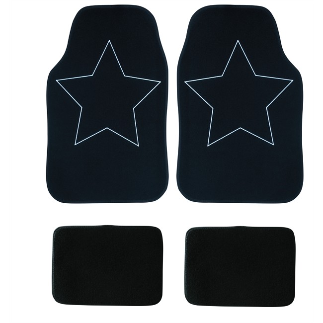 Jeu Complet De Tapis De Voiture Universels Noir Moquette Etoile