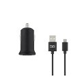 Chargeur allume-cigare 2 USB + c&acirc;ble micro-USB noir TNB