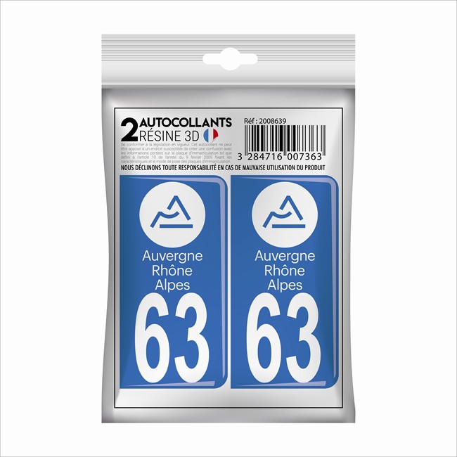 2 Stickers En 3d Cadox Département Puy-de-dôme 63 Blason Région Auvergne-rhône-alpes