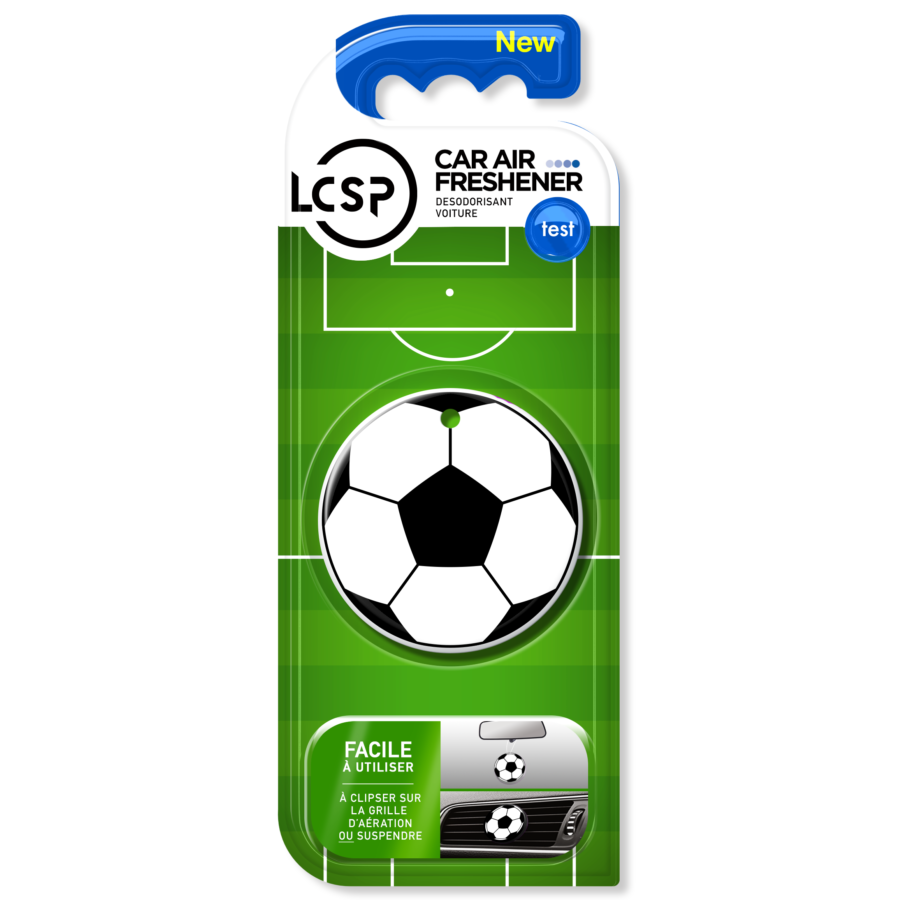 Désodorisants voiture LCSP Polymer ballon de Footbal à suspendre ou à clipser sur votre ventilation.