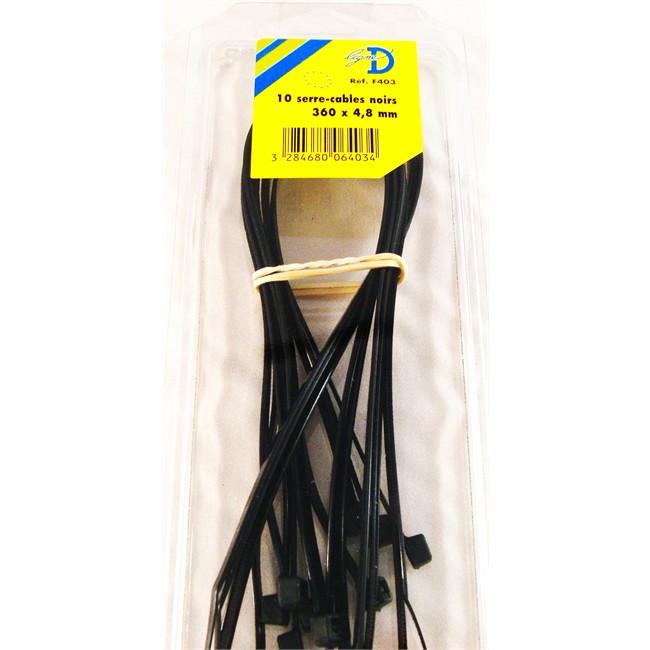 10 Serre-câbles Noir 360 X 4,8 Mm Rdi
