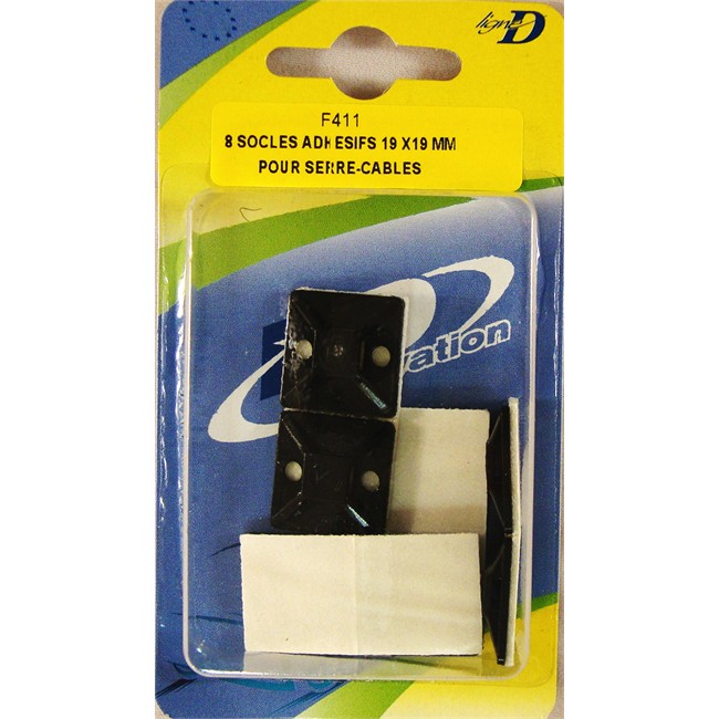8 Socles Adhésifs Pour Serre-câble 19 X 19 Mm Rdi