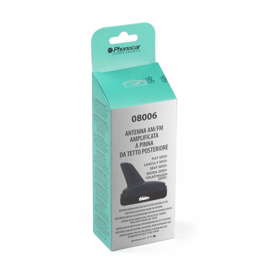 Antenne Amplifiée De Vitre Phonocar 8/012 - Gain FM 20 DB, AM 35 DB, Câble 2,30 M, Noir - 4
