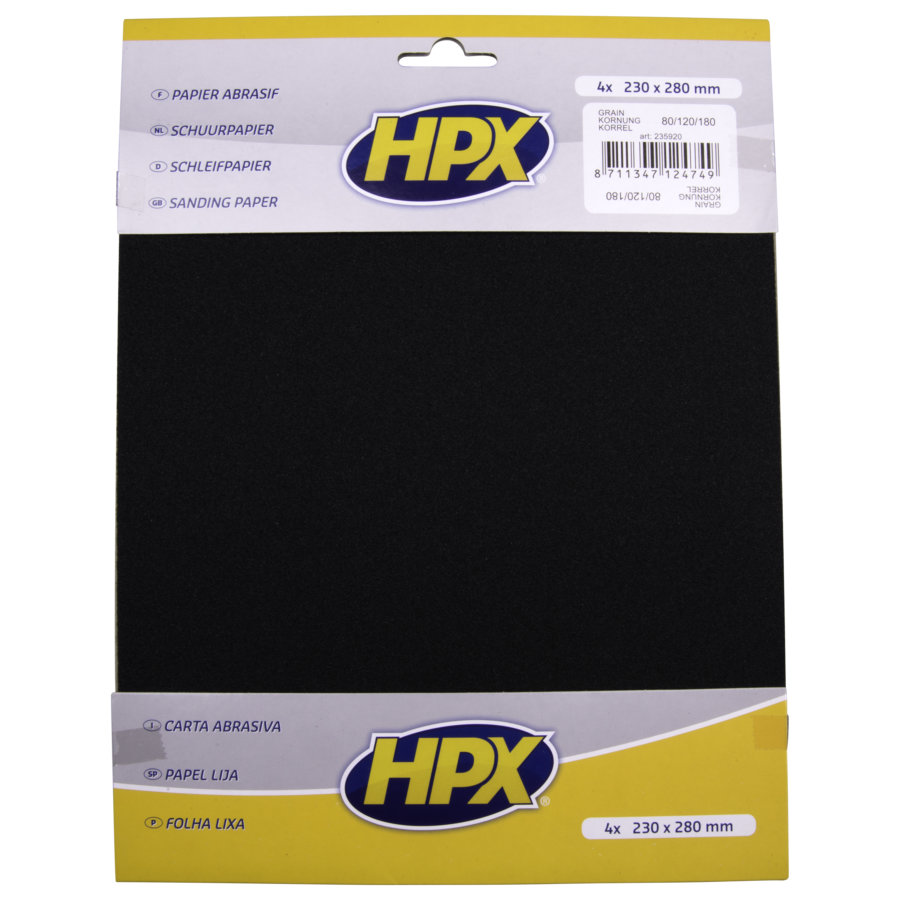 4 feuilles de papier abrasif à sec HPX P80/P120/P180