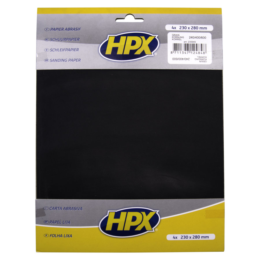 4 feuilles de papier abrasif HPX à l'eau P240/P400/P600