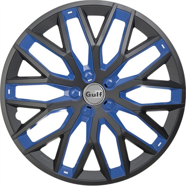 Lot 4 Enjoliveurs STIG Extra Noir/Bleu 14 Pouces - Pour Jantes Voiture