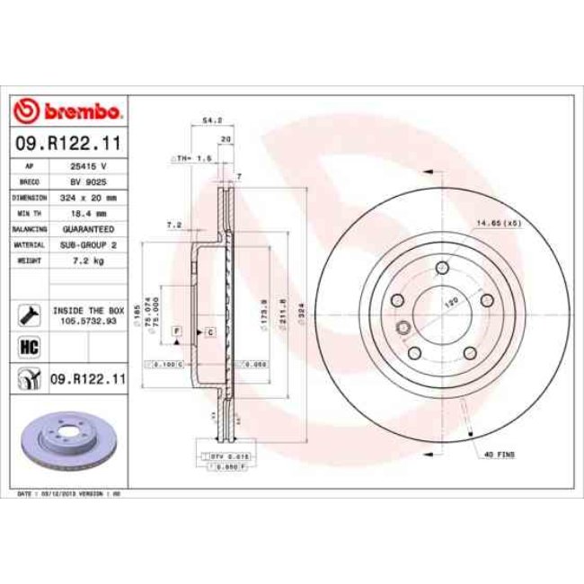 2 Disques De Frein Brembo Vernis Uv 09.r122.11