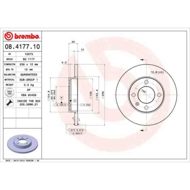 2 Disques De Frein Brembo 08.4177.10