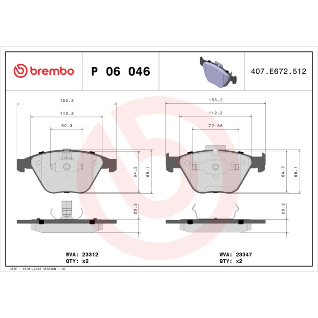 4 Plaquettes De Frein Brembo P06046