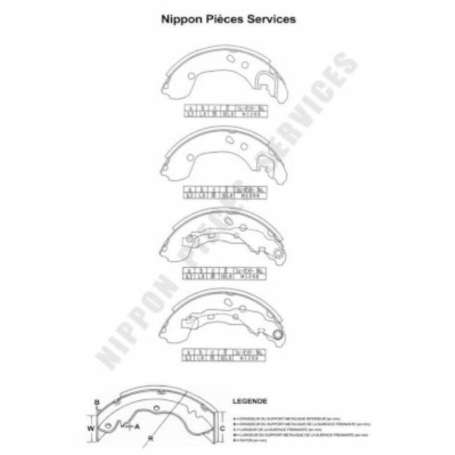 Jeu De 4 Mâchoires De Frein Nps N350n07