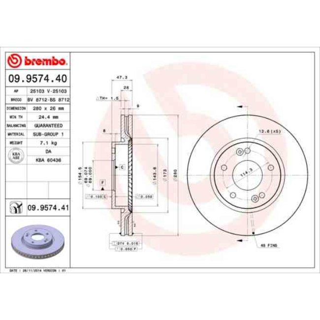 2 Disques De Frein Brembo 09.9574.40