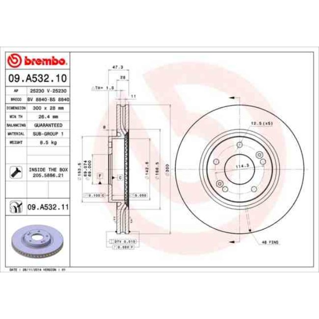 2 Disques De Frein Brembo 09.a532.10