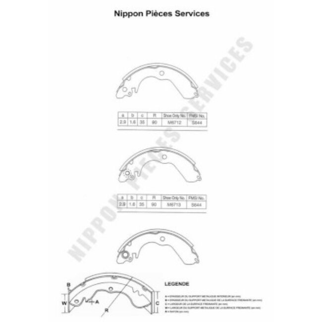 Jeu De 4 Mâchoires De Frein Nps M350i00